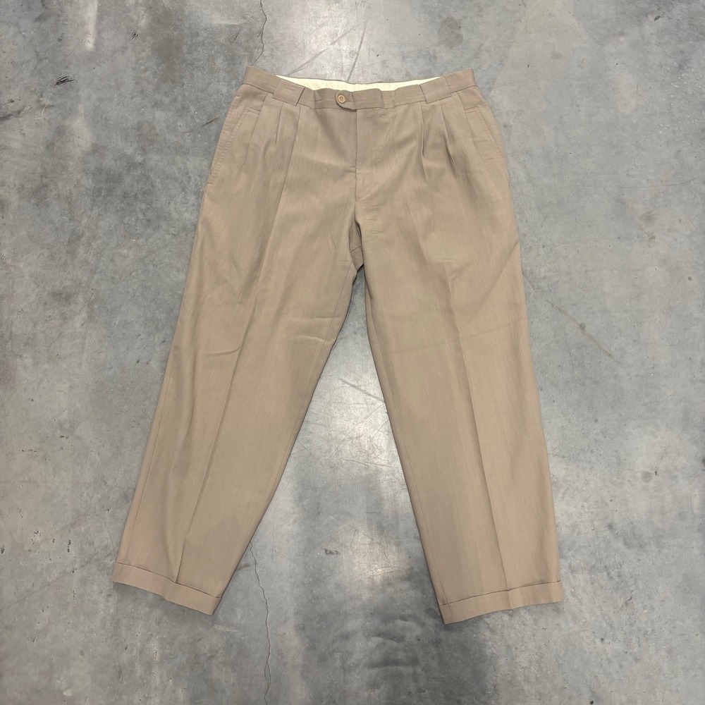 Mondo di Marco Wool Blend Pleated Dress Pants Men's 38 Beige Made in Italy